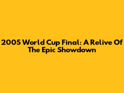 2005 World Cup Final: A Relive Of The Epic Showdown