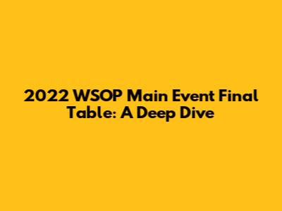 2022 WSOP Main Event Final Table: A Deep Dive