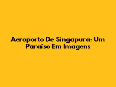 Aeroporto De Singapura: Um Paraíso Em Imagens