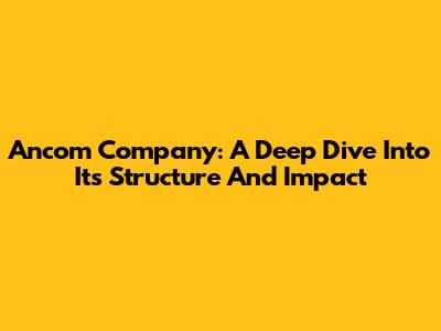 Ancom Company: A Deep Dive Into Its Structure And Impact