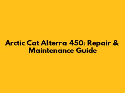 Arctic Cat Alterra 450: Repair & Maintenance Guide