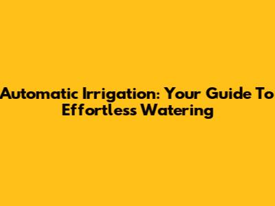 Automatic Irrigation: Your Guide To Effortless Watering