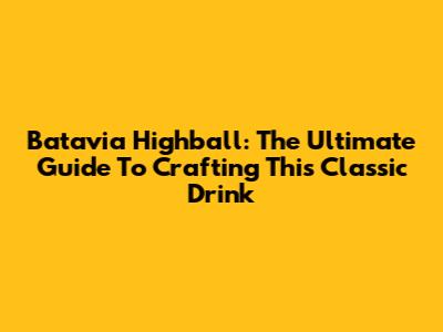 Batavia Highball: The Ultimate Guide To Crafting This Classic Drink