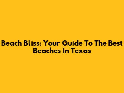 Beach Bliss: Your Guide To The Best Beaches In Texas