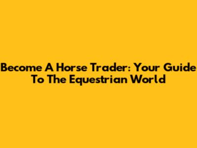 Become A Horse Trader: Your Guide To The Equestrian World
