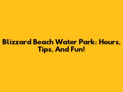 Blizzard Beach Water Park: Hours, Tips, And Fun!