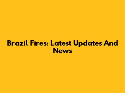 Brazil Fires: Latest Updates And News