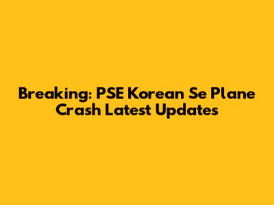 Breaking: PSE Korean Se Plane Crash Latest Updates