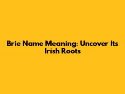 Brie Name Meaning: Uncover Its Irish Roots