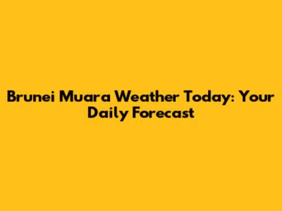 Brunei Muara Weather Today: Your Daily Forecast