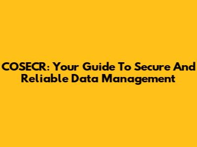 COSECR: Your Guide To Secure And Reliable Data Management