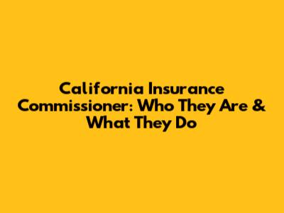 California Insurance Commissioner: Who They Are & What They Do