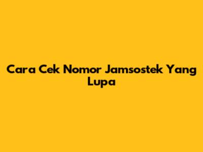 Cara Cek Nomor Jamsostek Yang Lupa