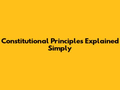 Constitutional Principles Explained Simply