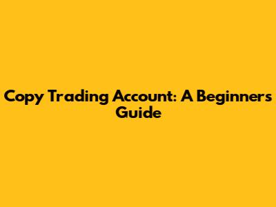 Copy Trading Account: A Beginner's Guide