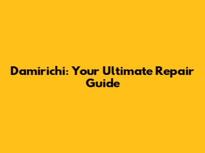 Damirichi: Your Ultimate Repair Guide