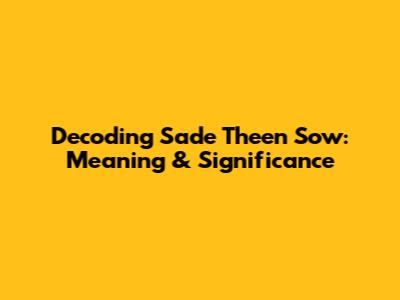 Decoding 'Sade Theen Sow': Meaning & Significance