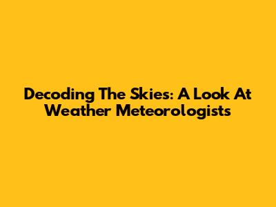 Decoding The Skies: A Look At Weather Meteorologists