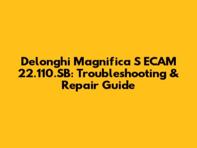 Delonghi Magnifica S ECAM 22.110.SB: Troubleshooting & Repair Guide