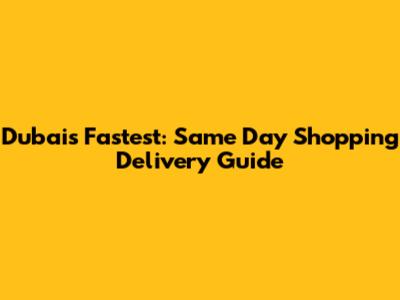 Dubai's Fastest: Same Day Shopping Delivery Guide