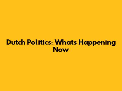 Dutch Politics: What's Happening Now