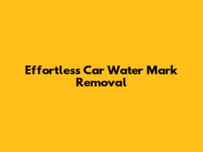 Effortless Car Water Mark Removal