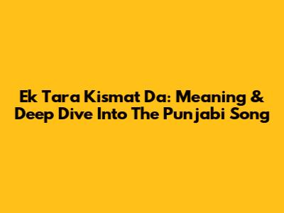 Ek Tara Kismat Da: Meaning & Deep Dive Into The Punjabi Song