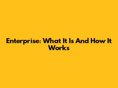 Enterprise: What It Is And How It Works