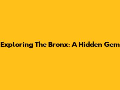 Exploring The Bronx: A Hidden Gem