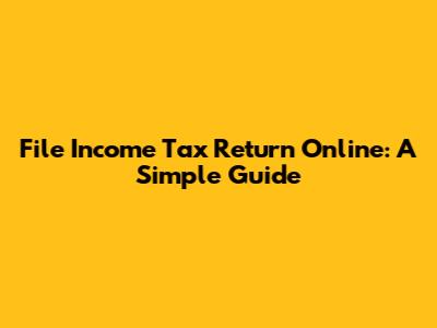 File Income Tax Return Online: A Simple Guide