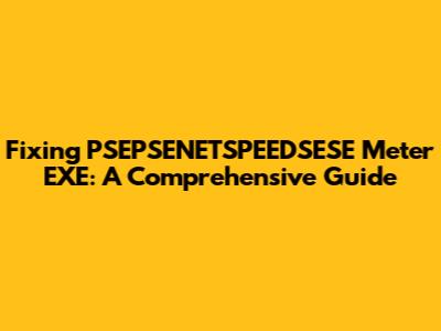 Fixing PSEPSENETSPEEDSESE Meter EXE: A Comprehensive Guide