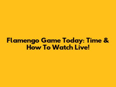 Flamengo Game Today: Time & How To Watch Live!