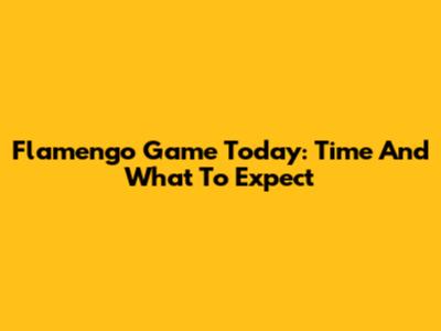 Flamengo Game Today: Time And What To Expect