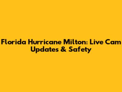 Florida Hurricane Milton: Live Cam Updates & Safety