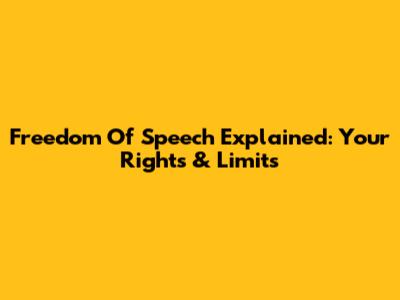 Freedom Of Speech Explained: Your Rights & Limits