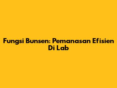 Fungsi Bunsen: Pemanasan Efisien Di Lab