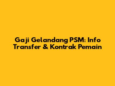 Gaji Gelandang PSM: Info Transfer & Kontrak Pemain