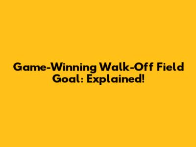 Game-Winning Walk-Off Field Goal: Explained!