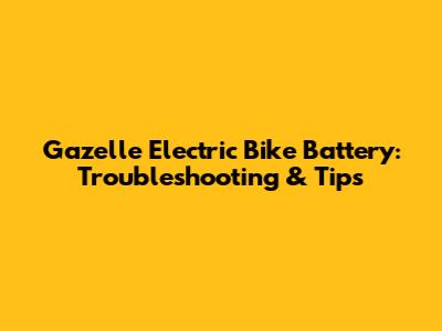 Gazelle Electric Bike Battery: Troubleshooting & Tips