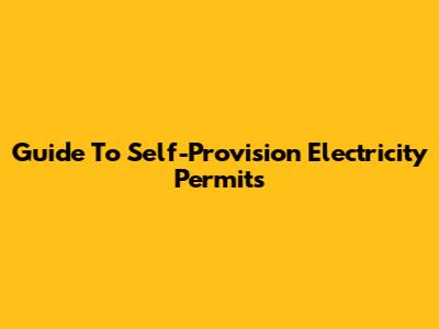 Guide To Self-Provision Electricity Permits