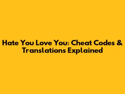 Hate You Love You: Cheat Codes & Translations Explained