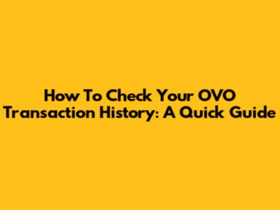 How To Check Your OVO Transaction History: A Quick Guide