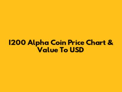 I200 Alpha Coin Price Chart & Value To USD