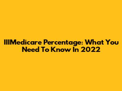 IIIMedicare Percentage: What You Need To Know In 2022