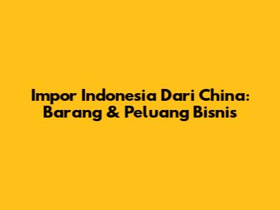Impor Indonesia Dari China: Barang & Peluang Bisnis