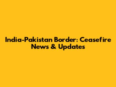 India-Pakistan Border: Ceasefire News & Updates