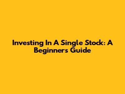 Investing In A Single Stock: A Beginner's Guide