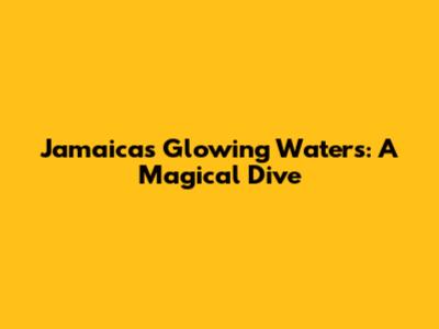 Jamaica's Glowing Waters: A Magical Dive