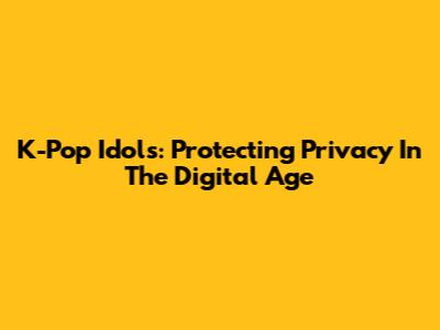 K-Pop Idols: Protecting Privacy In The Digital Age