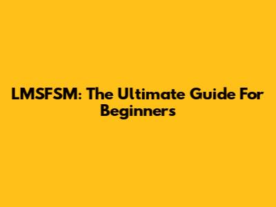 LMSFSM: The Ultimate Guide For Beginners